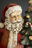 Traditional Faux Concrete Santa With Bell, 28"