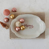 Stoneware Platter w/Embossed Edge, "Merry"