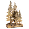 Decorative gold metal tree sculpture on a white background