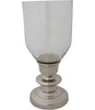 Silver glass hurricane candle holder 